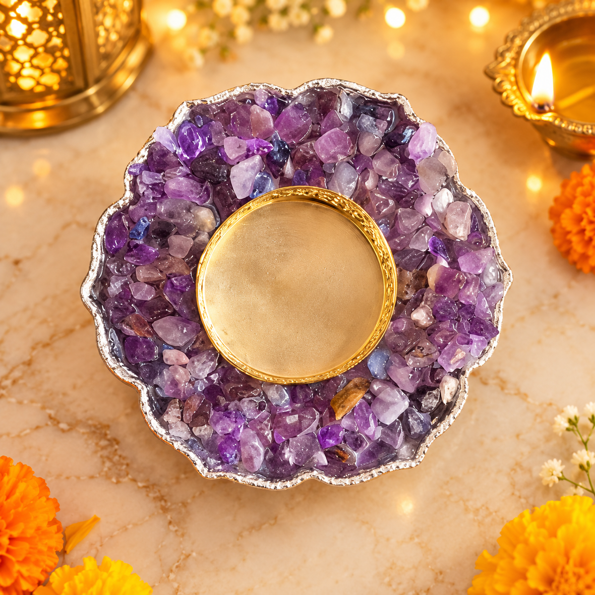 Amethyst Crystal Candle Holder