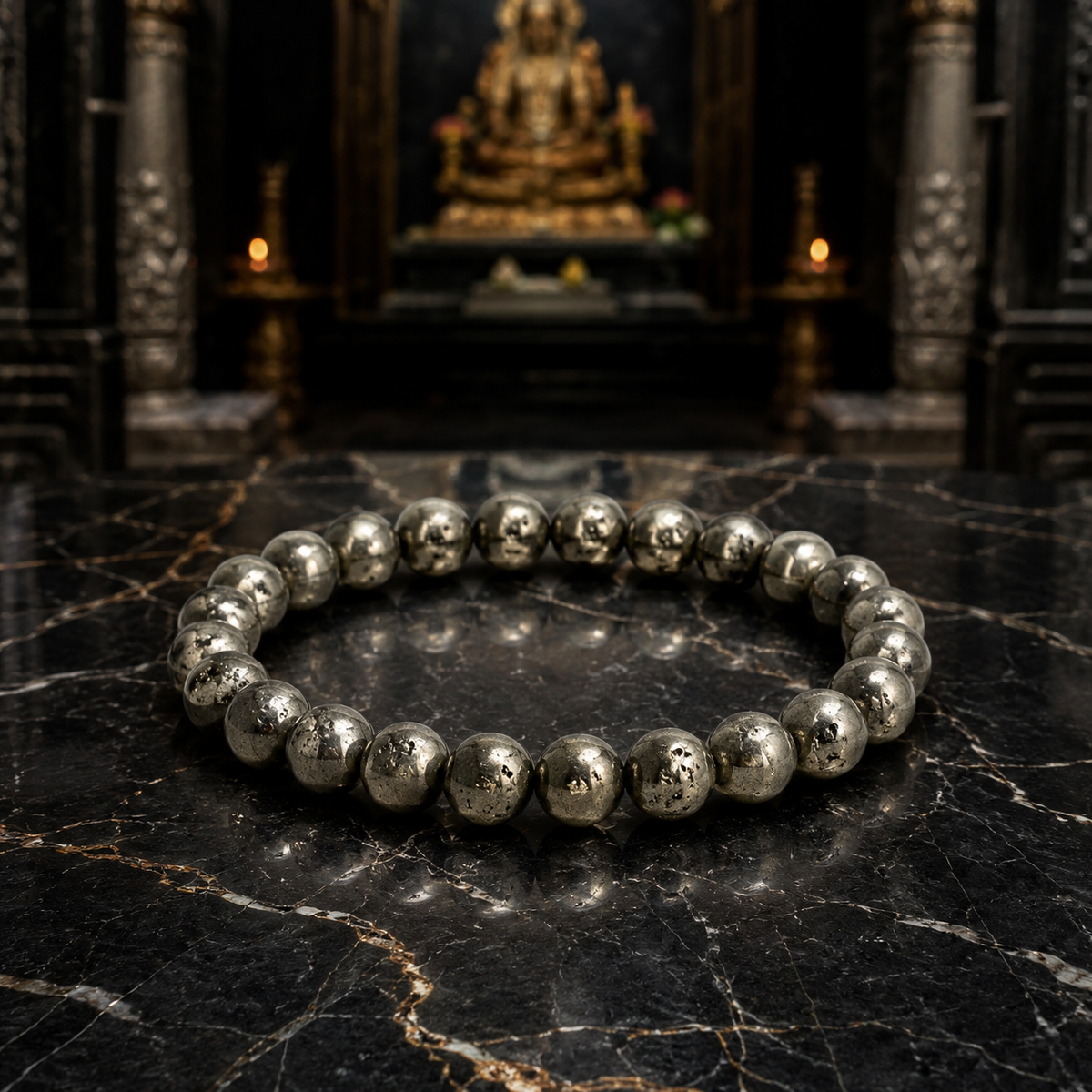 Natural Pyrite Bead Bracelet – Prosperity, Protection & Confidence Crystal Jewelry
