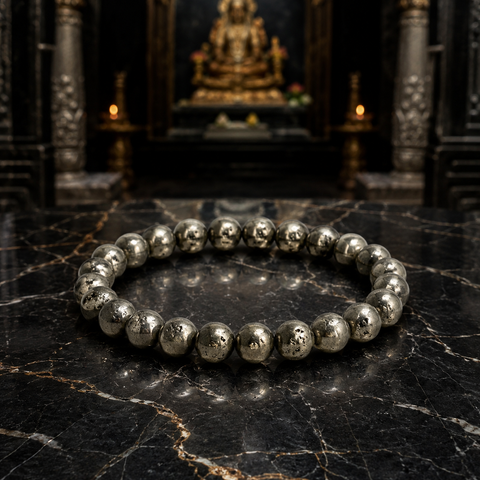 Natural Pyrite Bead Bracelet – Prosperity, Protection & Confidence Crystal Jewelry