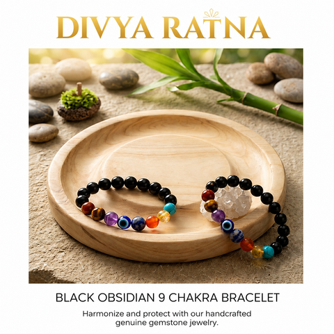 Black Obsidian 9 Chakra Bracelet – Protection, Balance & Positive Energy