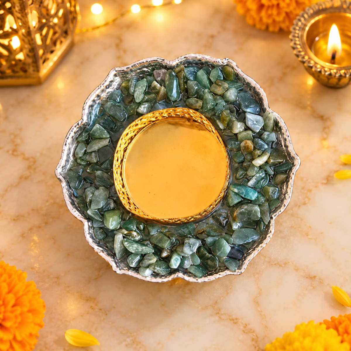 Green Aventurine Crystal Candle Holder