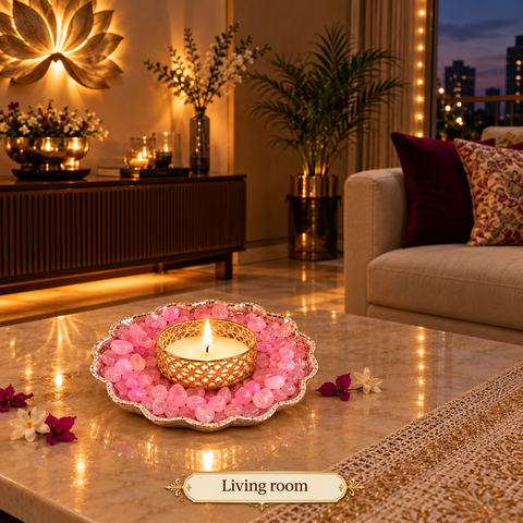 Rose Quartz Crystal Candle Holder