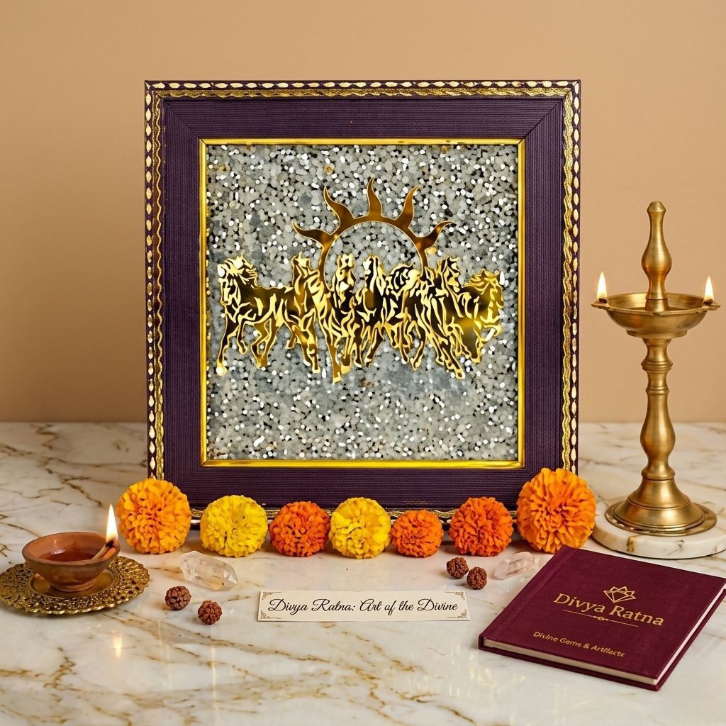 7 Horses on Raw Pyrite Frame – Wealth, Success & Positive Energy