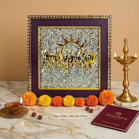7 Horses on Raw Pyrite Frame – Wealth, Success & Positive Energy