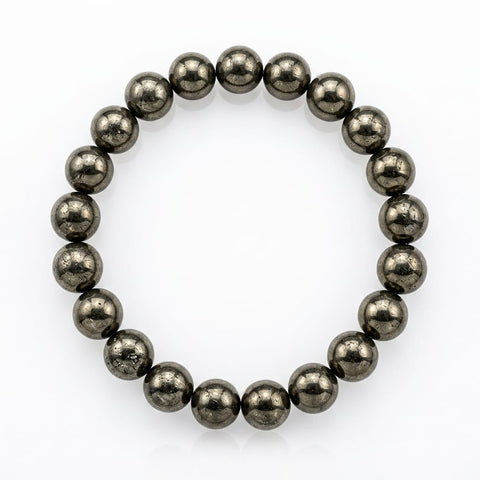 Natural Pyrite Bead Bracelet – Prosperity, Protection & Confidence Crystal Jewelry