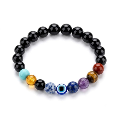 Black Obsidian 9 Chakra Bracelet – Protection, Balance & Positive Energy
