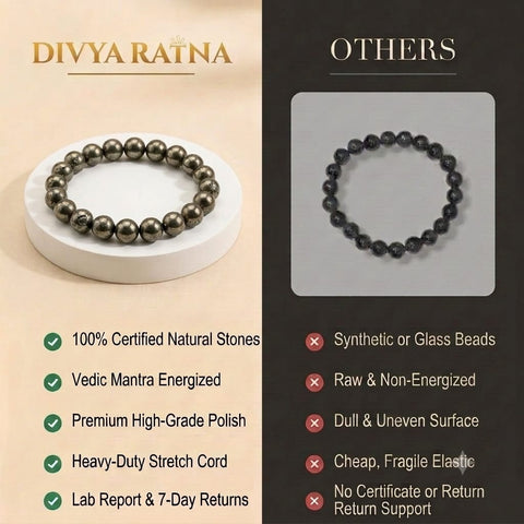 Natural Pyrite Bead Bracelet – Prosperity, Protection & Confidence Crystal Jewelry