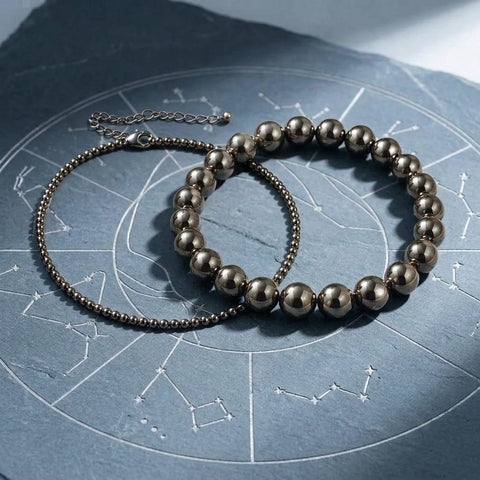 Raw Pyrite Anklet & Bracelet (Couple Combo)